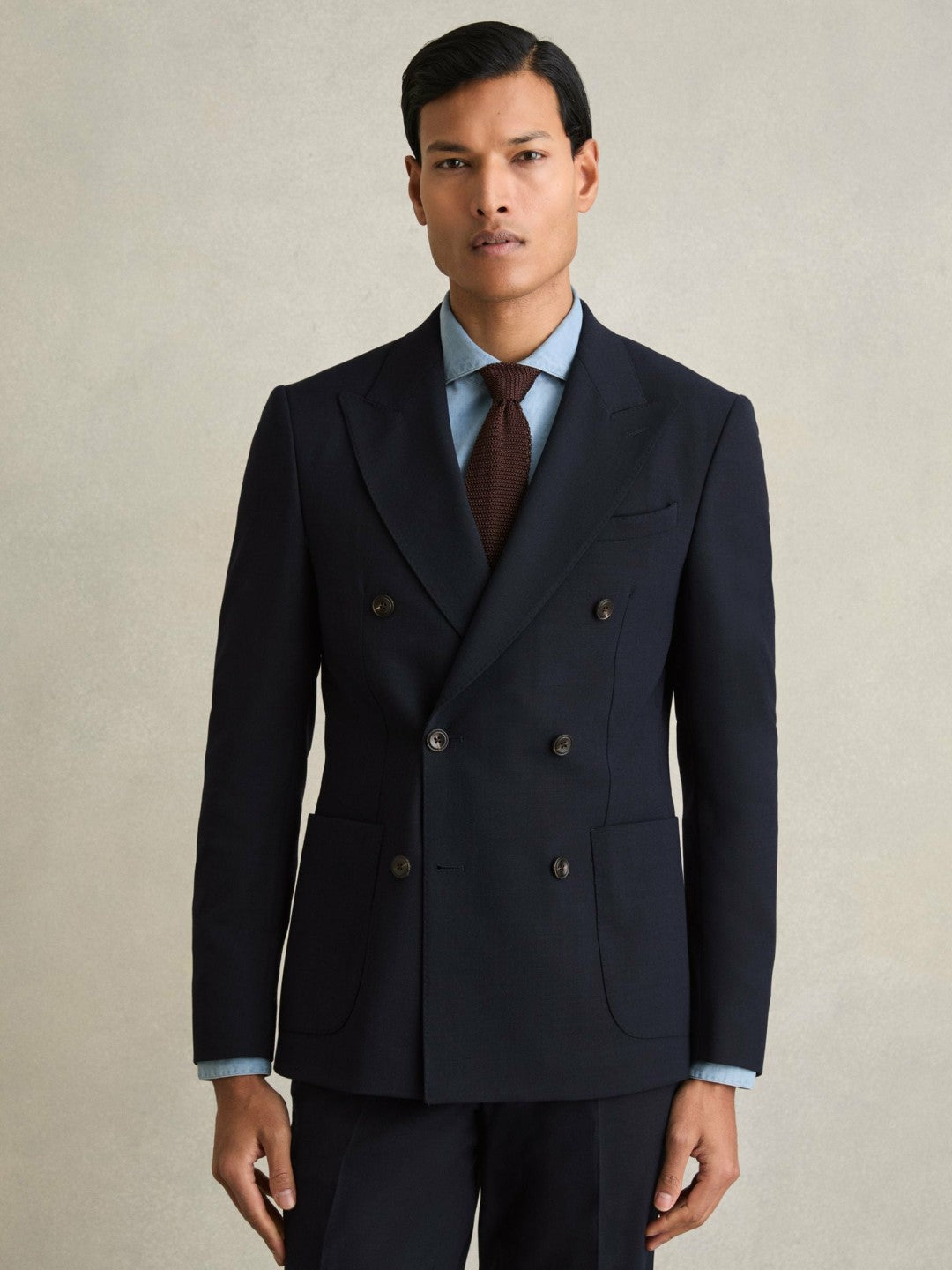 Reiss Double Breasted Suit Blazer Slim Fit in Navy