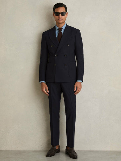 Reiss Double Breasted Suit Blazer Slim Fit in Navy