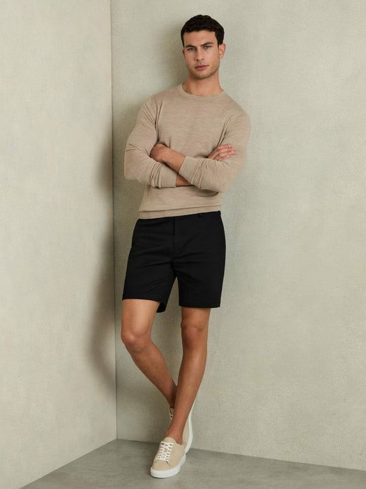 Reiss Short Length Casual Chino Shorts in Black