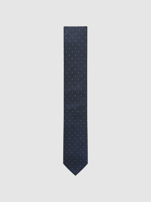 Reiss Polka Dot Silk Tie in Navy