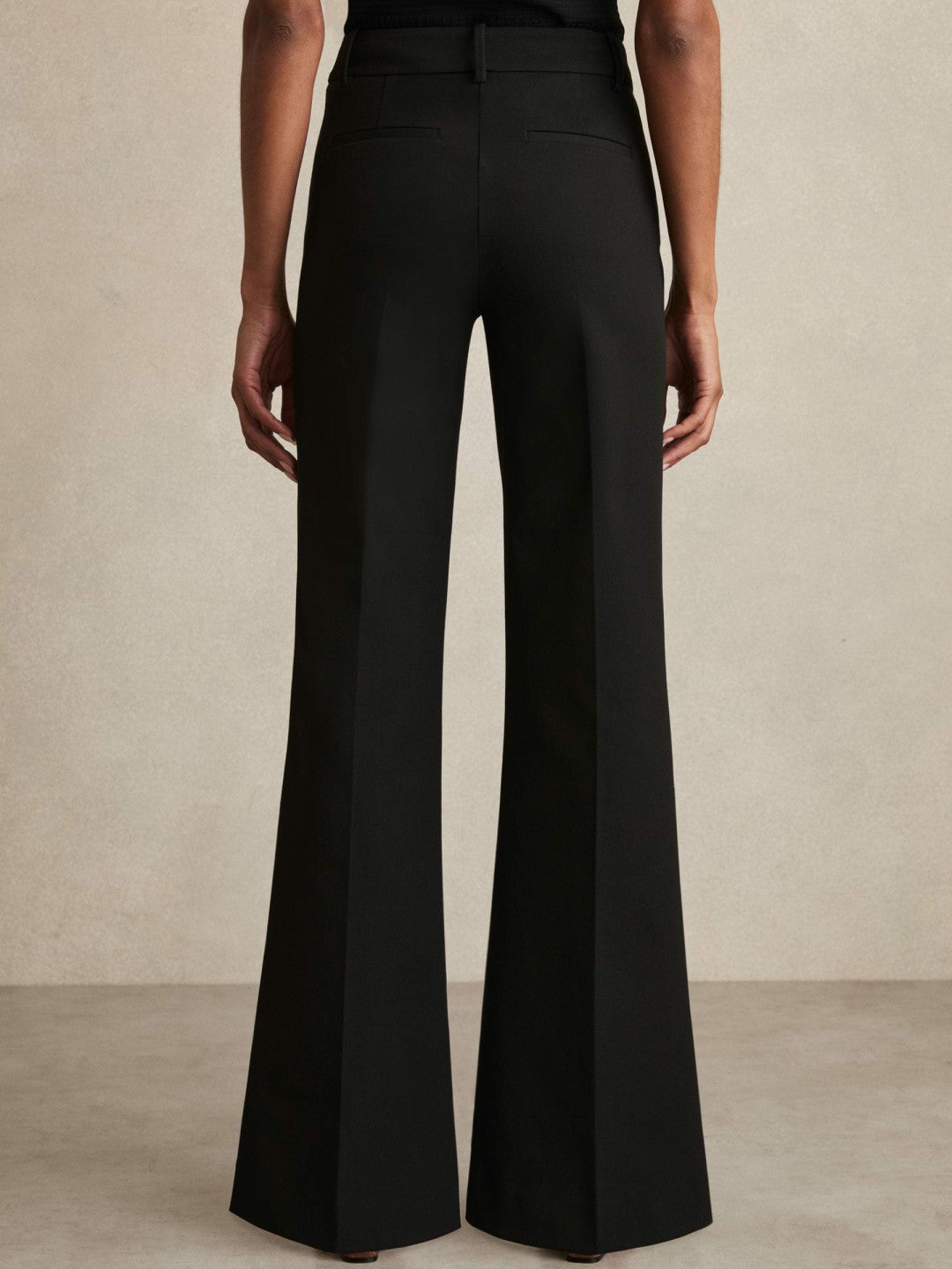 Reiss High Rise Flared Trousers in Black