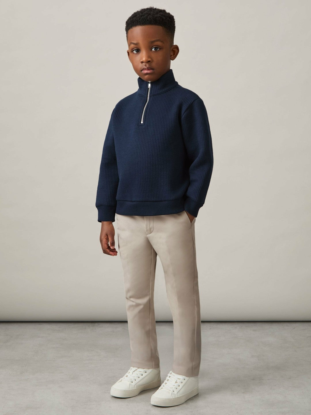 Reiss 3-9 yrs Slim Fit Tapered Chinos in Stone