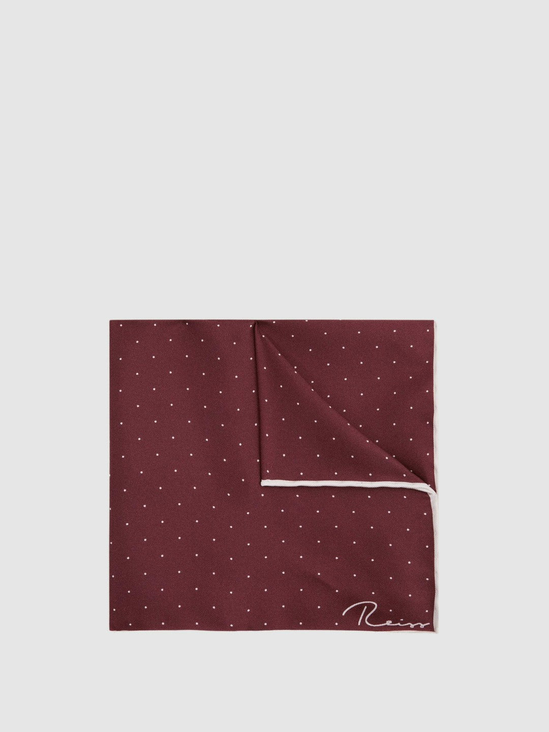 Reiss Polka Dot Silk Pocket Square in Burgundy