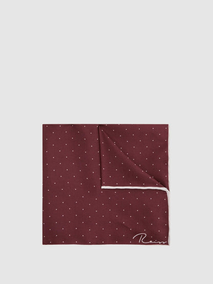 Reiss Polka Dot Silk Pocket Square in Burgundy
