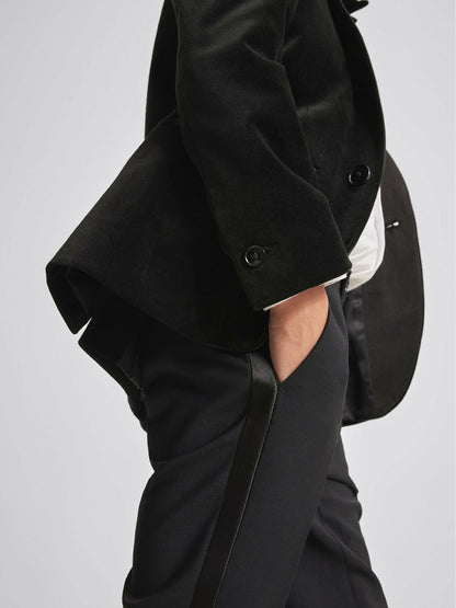 Reiss 4-9 yrs Single Breasted Velvet Blazer in Black