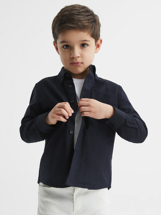 Reiss Junior Button Down Oxford Shirt in Navy