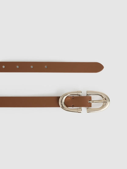 Reiss Horseshoe Belt in Tan