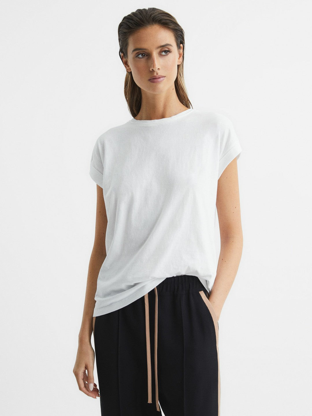 Reiss Cotton-Jersey Crew Neck T-Shirt in White