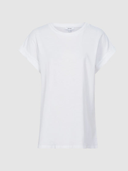 Reiss Cotton-Jersey Crew Neck T-Shirt in White