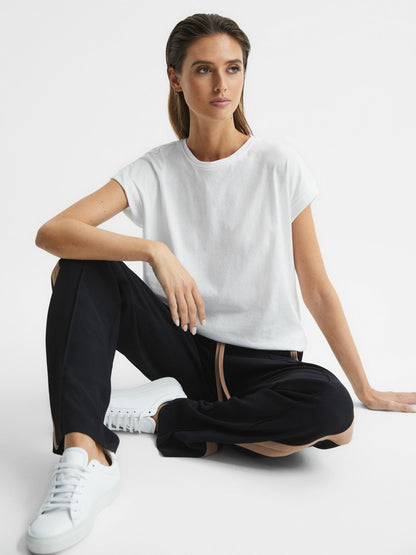 Reiss Cotton-Jersey Crew Neck T-Shirt in White
