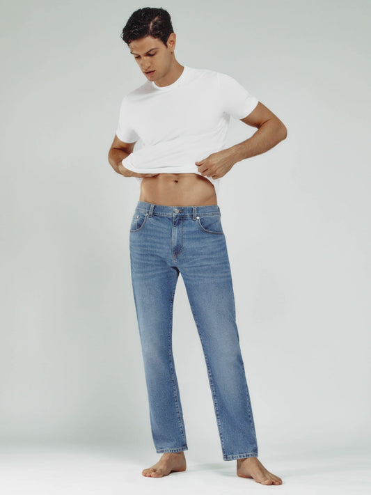 Reiss Straight-Leg Jeans in Mid Blue Wash