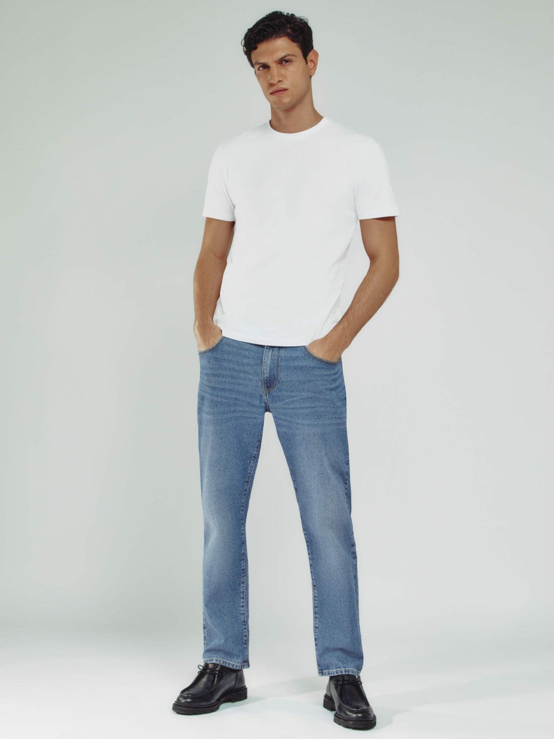 Reiss Straight-Leg Jeans in Mid Blue Wash