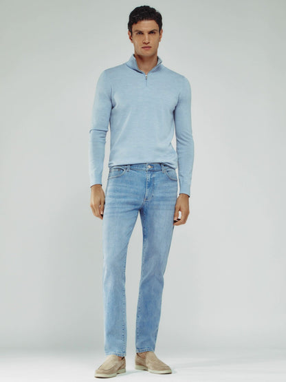 Reiss Cotton-Stretch Slim-Fit Jeans in Light Blue Wash