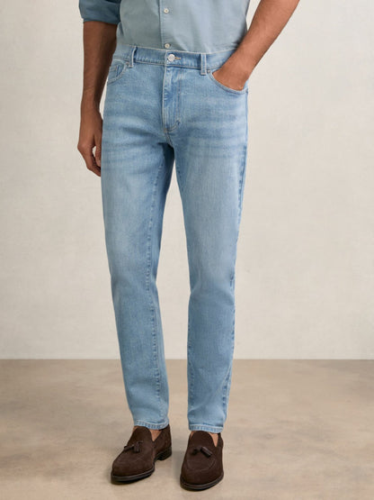 Reiss Cotton-Stretch Slim-Fit Jeans in Light Blue Wash