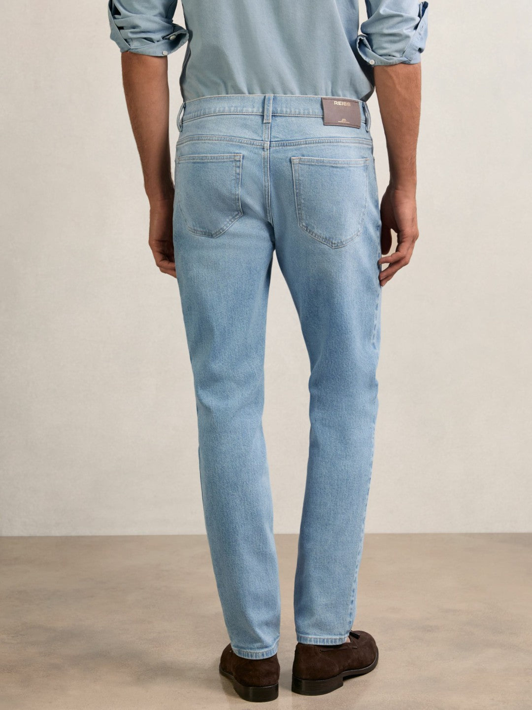 Reiss Cotton-Stretch Slim-Fit Jeans in Light Blue Wash