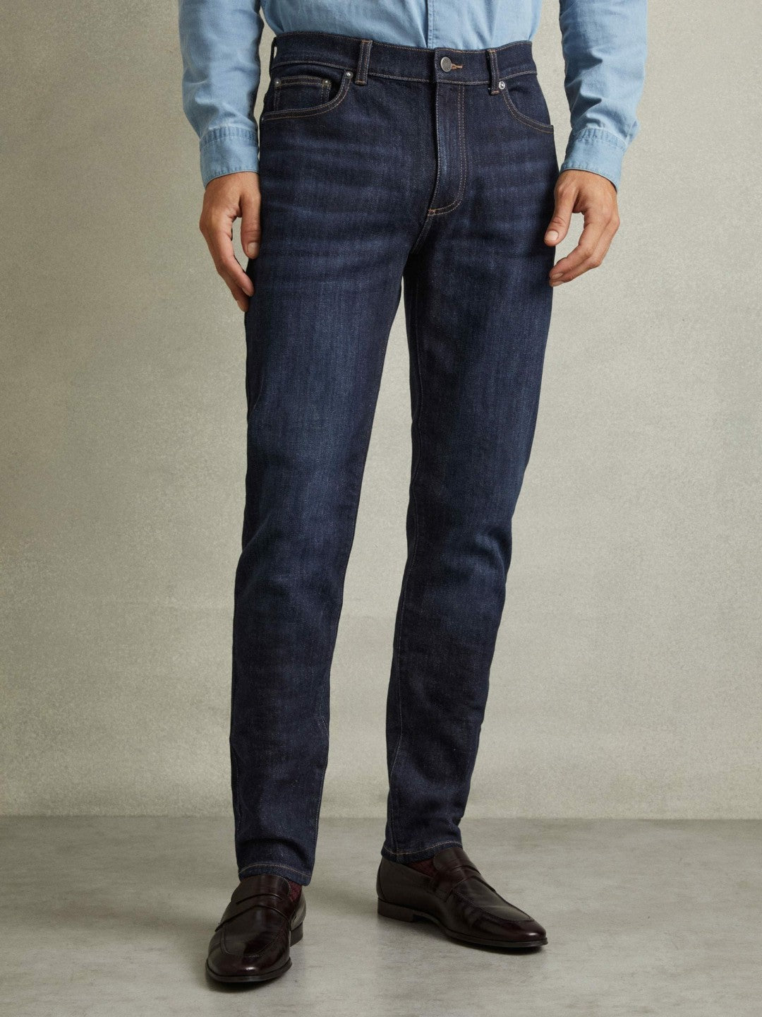 Reiss Cotton-Stretch Slim-Fit Jeans in Indigo Blue Wash