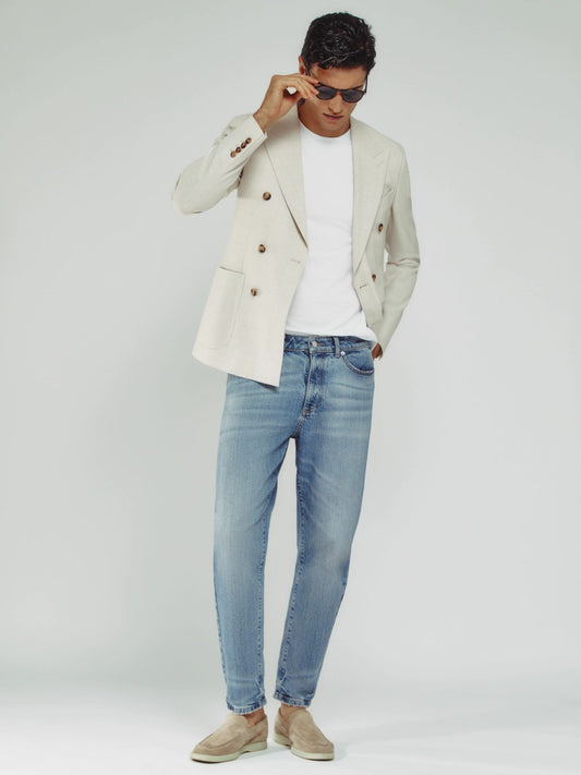 Reiss Relaxed-Fit Cropped Jeans in Light Blue Wash