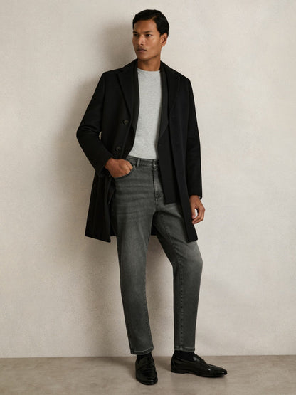 Reiss Relaxed-Fit Cropped Jeans in Washed Black