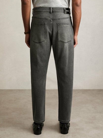 Reiss Relaxed-Fit Cropped Jeans in Washed Black