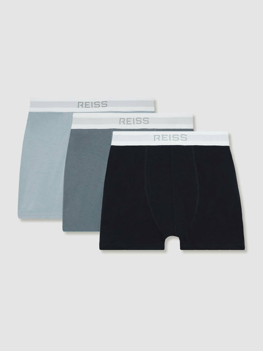 Reiss Stretch-Cotton Boxers 3 Pack in Blue Multi