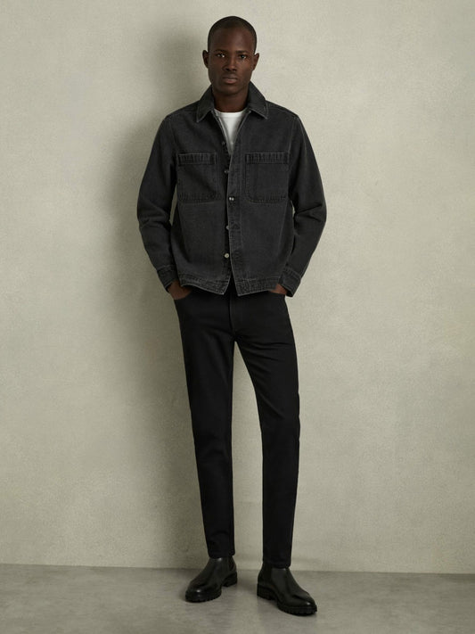 Reiss Cotton-Stretch Slim-Fit Jeans in Stay Black