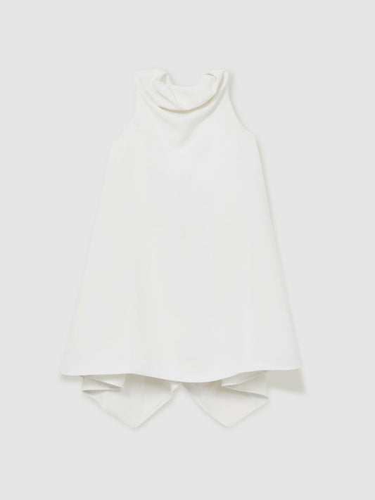 Reiss 13-14 yrs High-Neck Drape Back Dress in Ivory