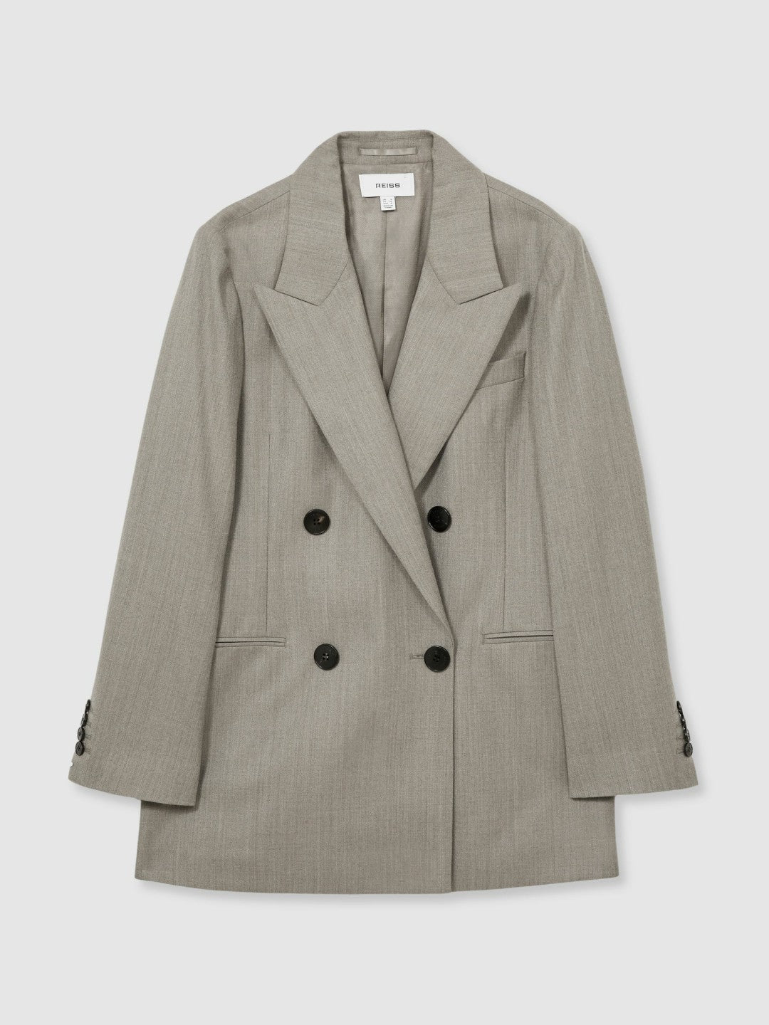 Reiss Wool Oversized Double-Breasted Blazer in Grey