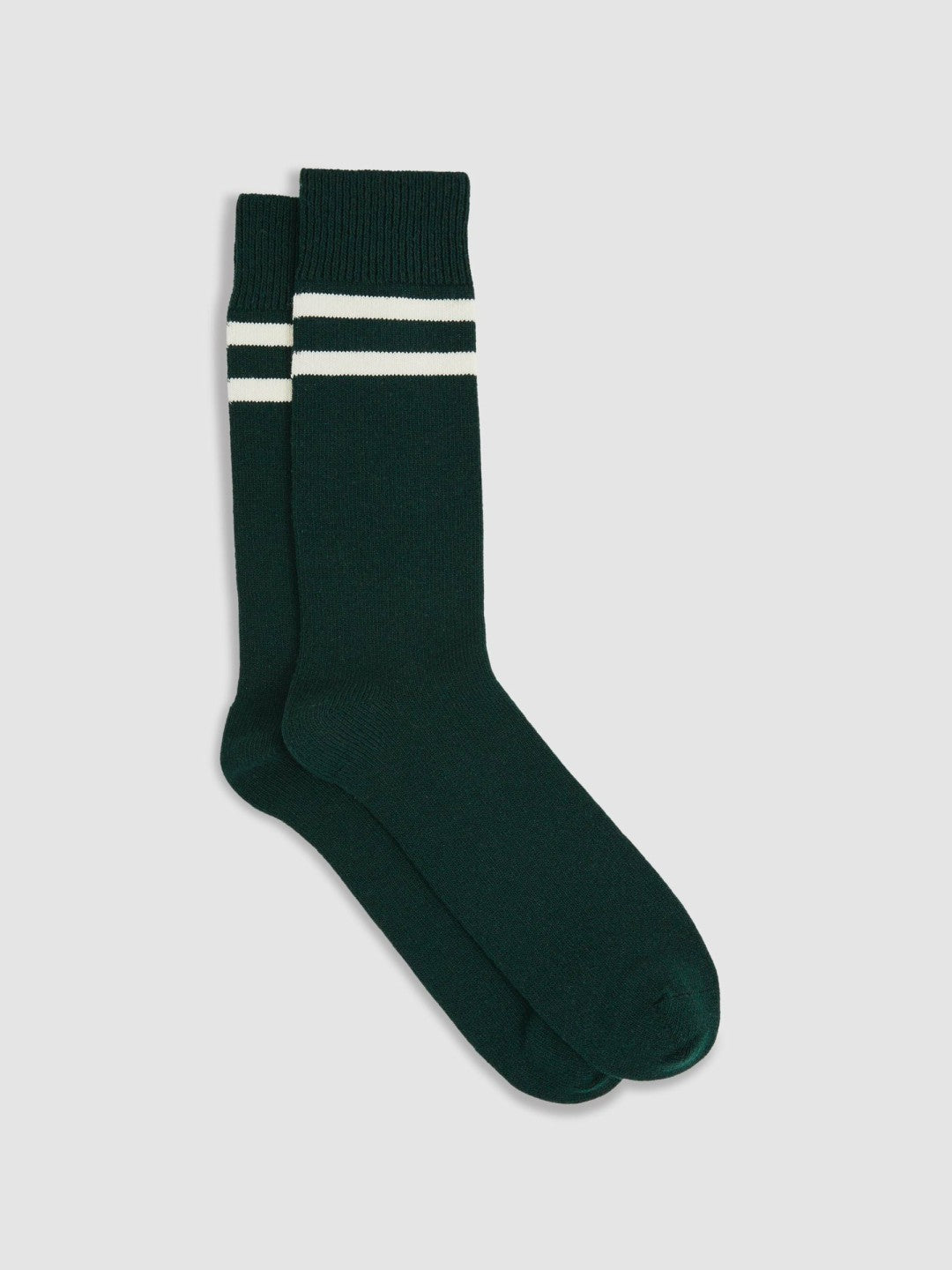 Reiss Striped Socks With Wool And Cashmere in Forest Green/Ecru