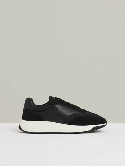 Reiss Leather Suede Running Trainers in Black/White