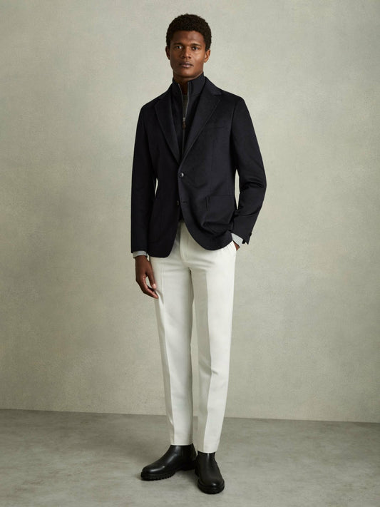 Reiss Single-Breasted Blazer With Gilet Insert Regular-Fit in Navy