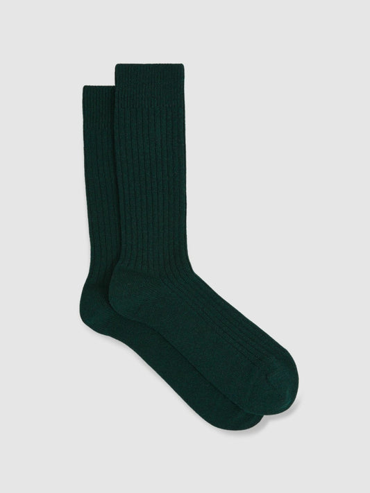 Reiss Ribbed Socks With Wool And Cashmere in Forest Green