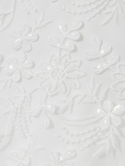 Reiss 9-13 yrs Tulle Floral-Embroidered Bridesmaid Dress in Ivory