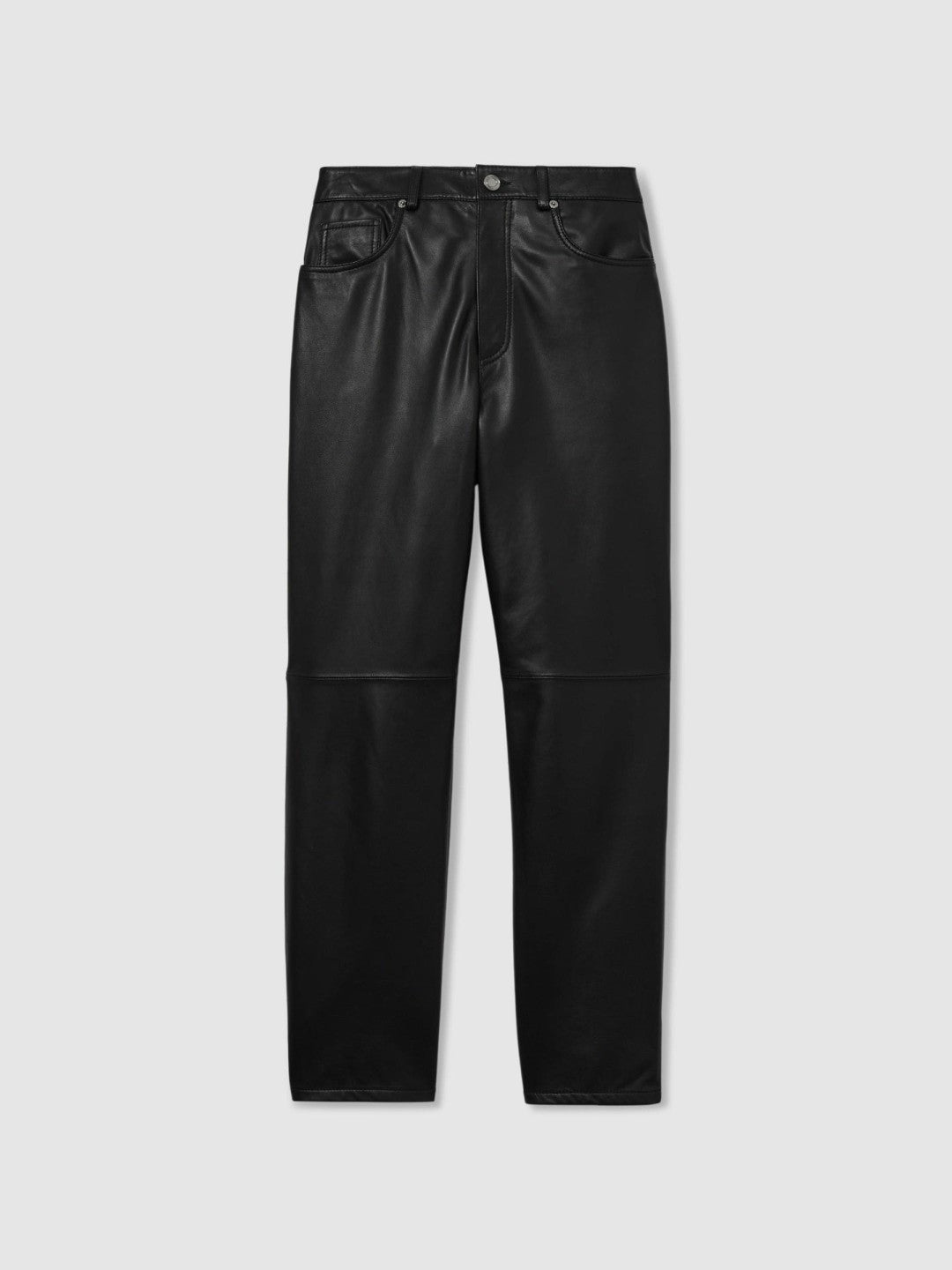 Reiss Leather Slim-Leg Trousers in Black