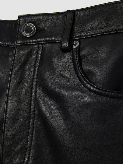 Reiss Leather Slim-Leg Trousers in Black