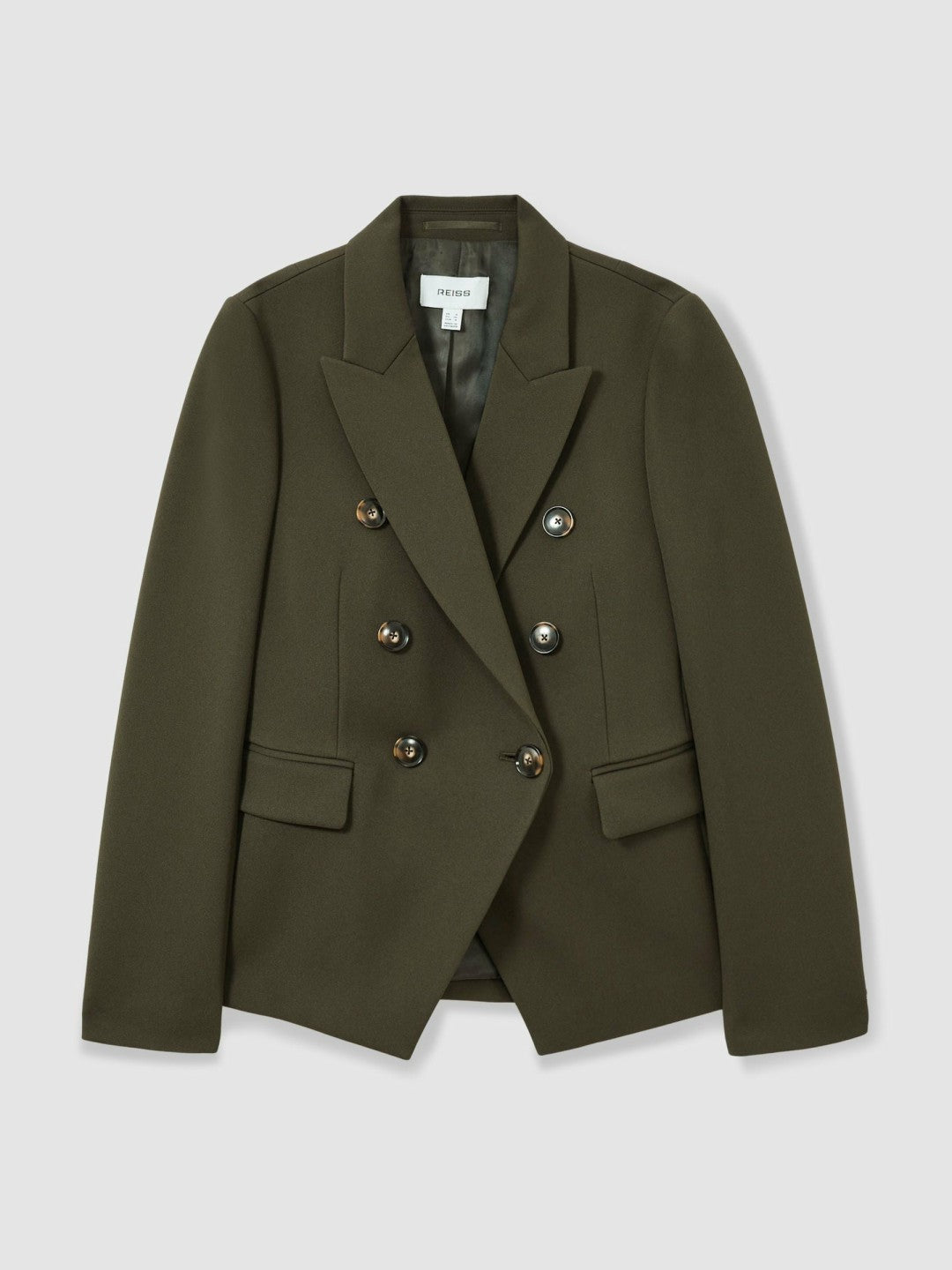 Reiss Twill Double-Breasted Blazer in Green