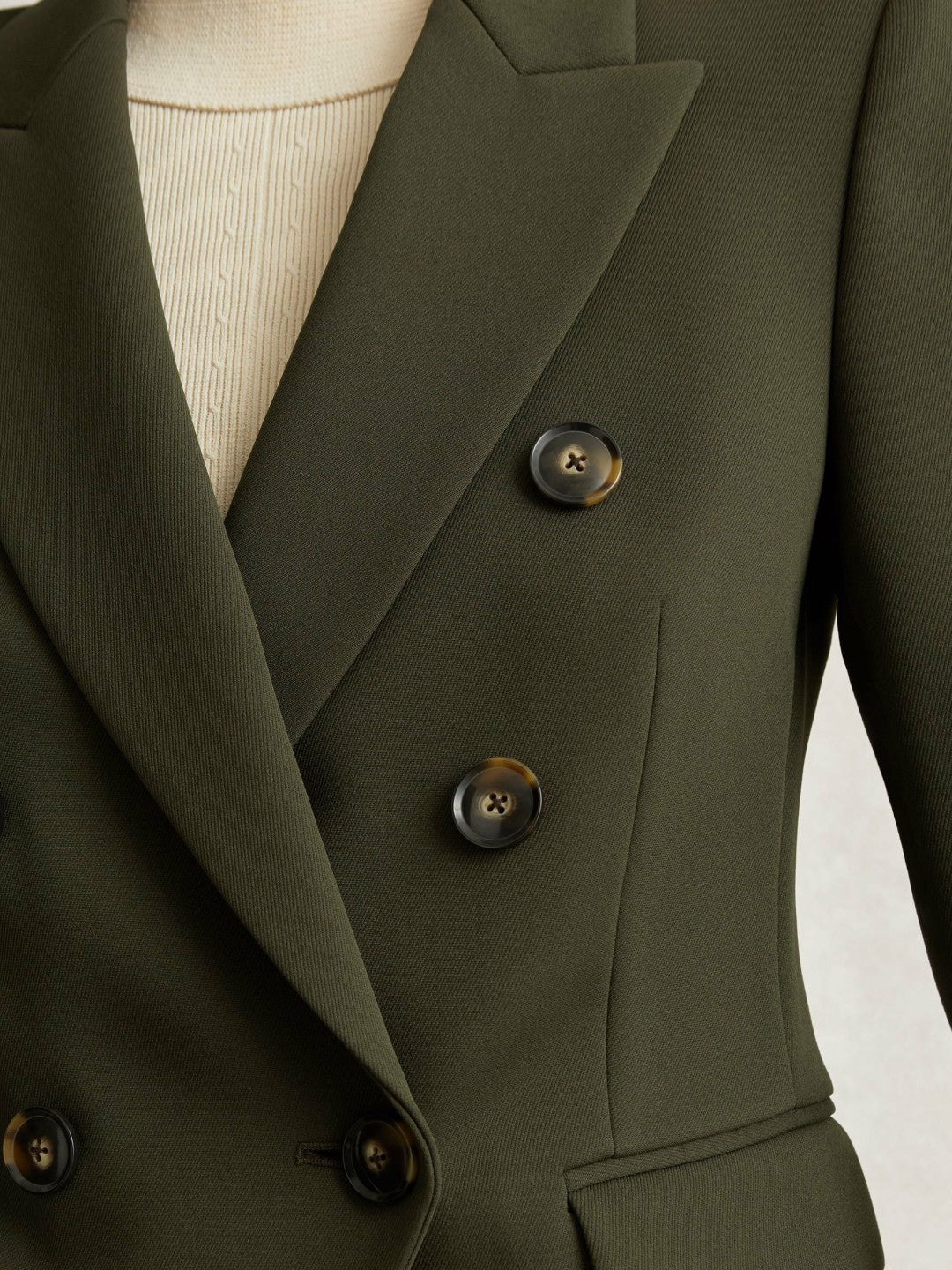 Reiss Twill Double-Breasted Blazer in Green