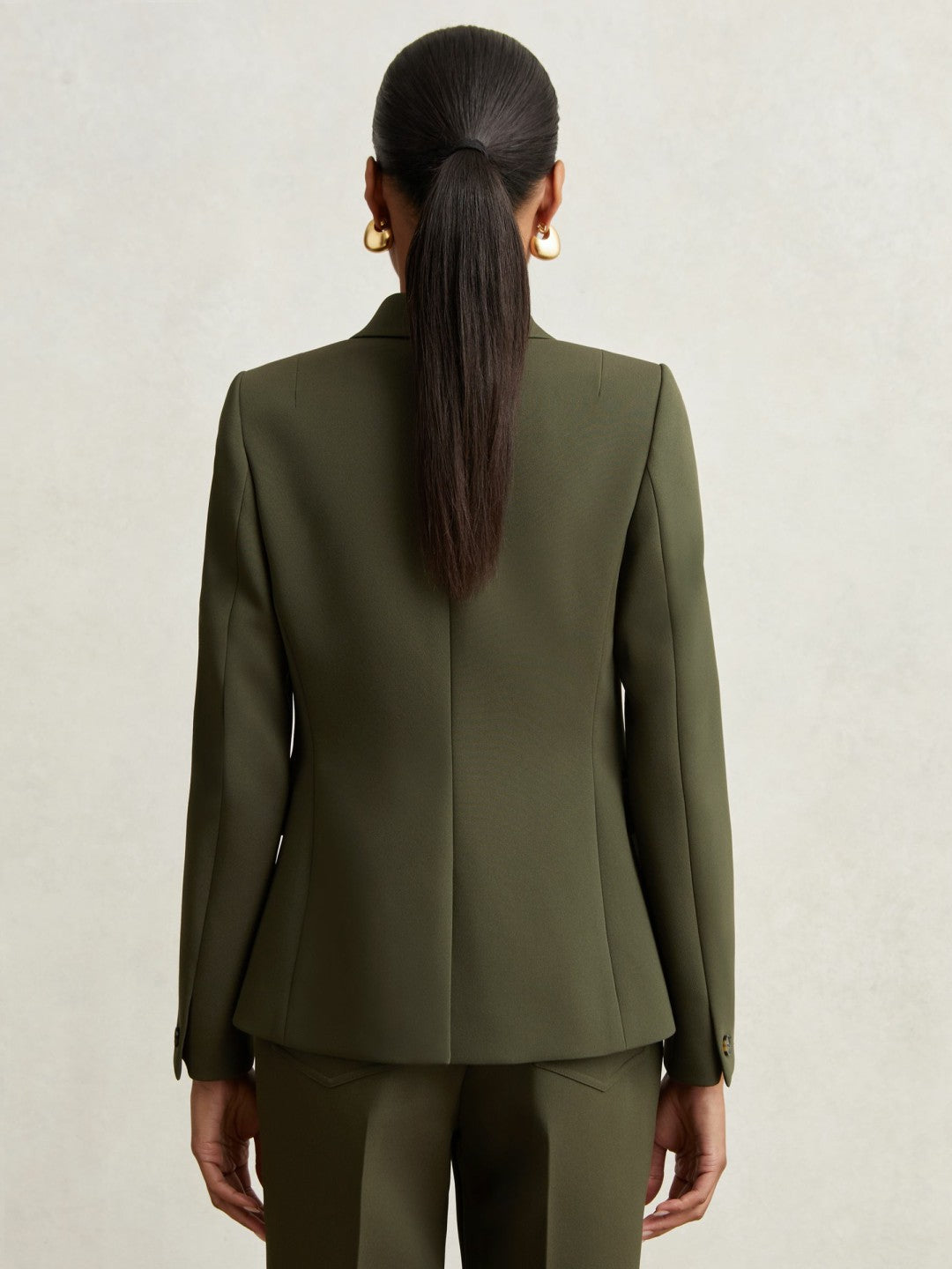Reiss Twill Double-Breasted Blazer in Green
