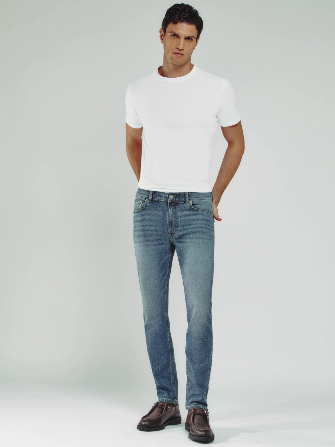 Reiss Cotton-Stretch Slim-Fit Jeans in Washed Indigo Green Cast