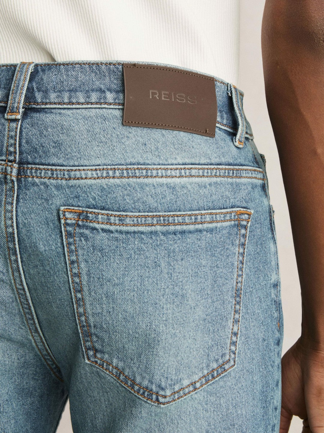 Reiss Cotton-Stretch Slim-Fit Jeans in Washed Indigo Green Cast