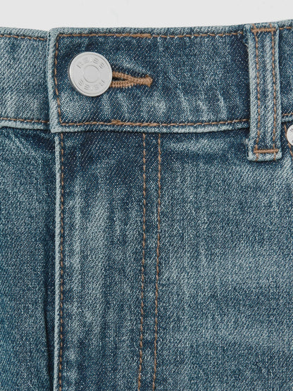 Reiss Cotton-Stretch Slim-Fit Jeans in Washed Indigo Green Cast