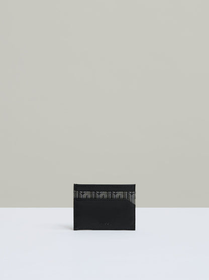 Reiss Monogram Canvas Card Holder in Black