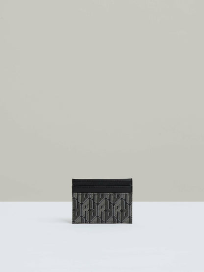 Reiss Monogram Canvas Card Holder in Black