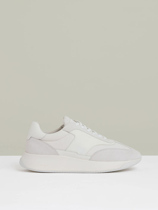 Reiss Leather Suede Running Trainers in White
