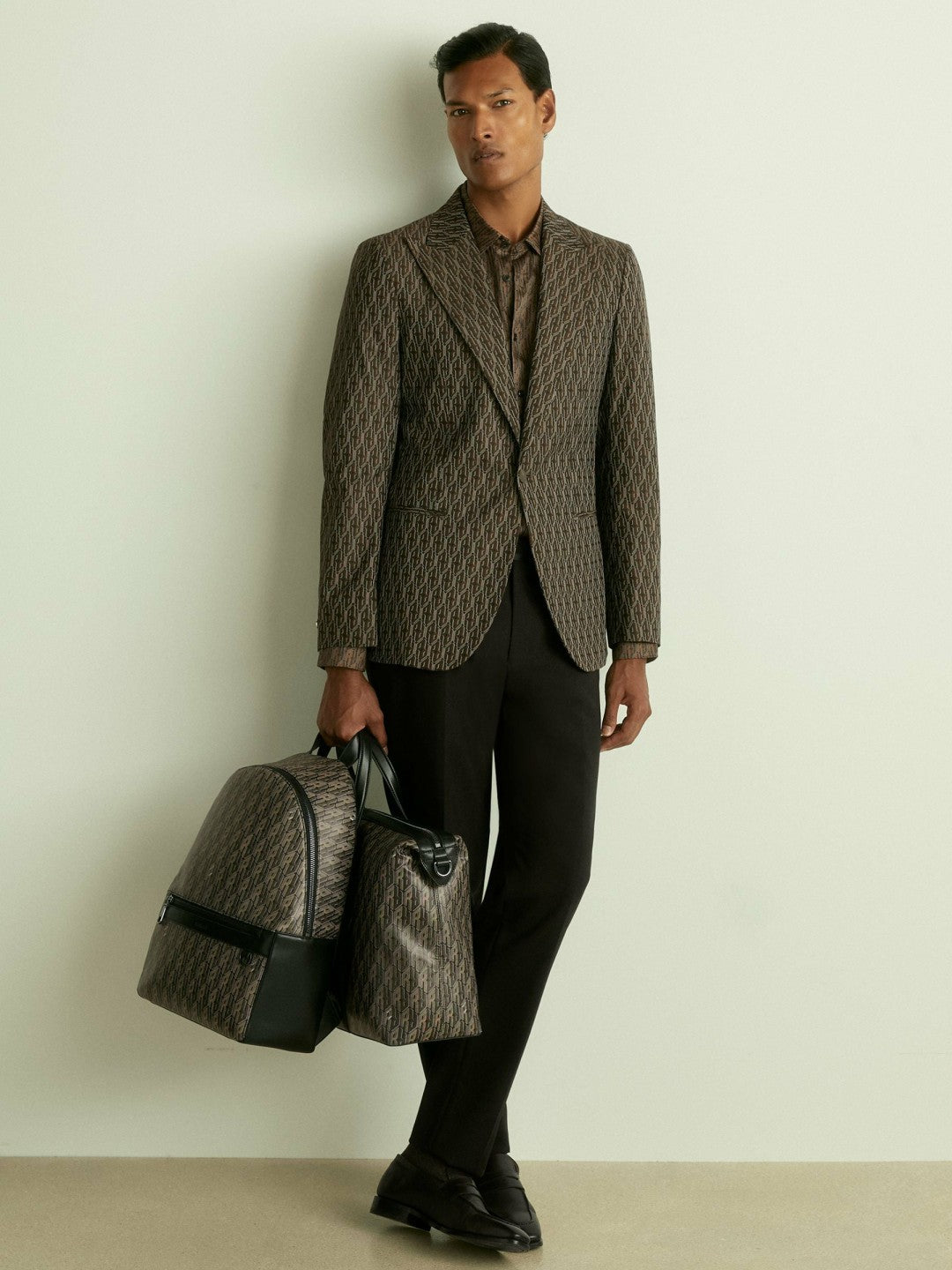 Reiss Monogram-Print Coated-Canvas Backpack in Grey Multi