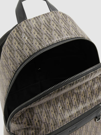 Reiss Monogram-Print Coated-Canvas Backpack in Grey Multi