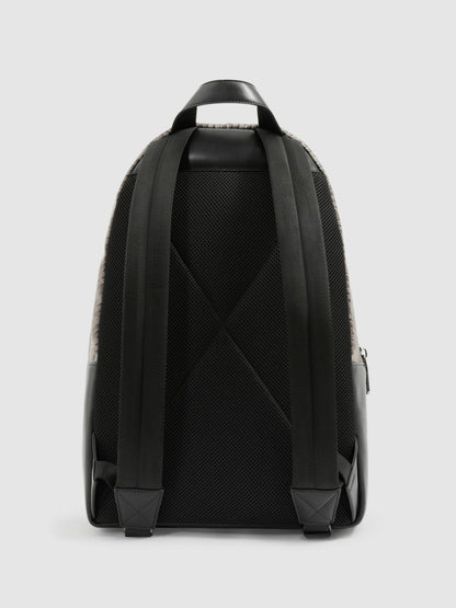 Reiss Monogram-Print Coated-Canvas Backpack in Grey Multi