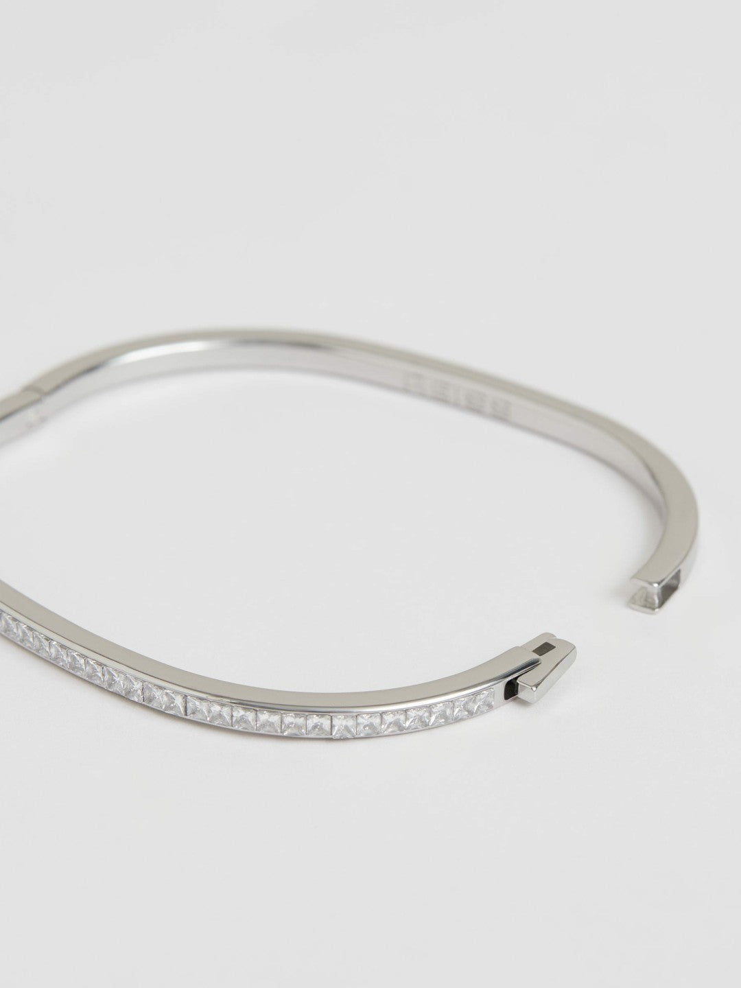 Reiss Hinged Crystal Cuff in Silver