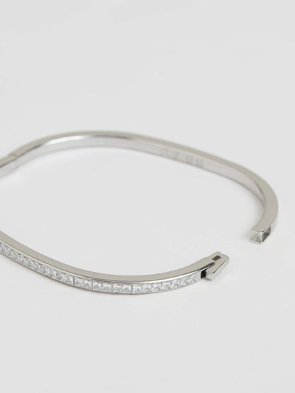 Reiss Hinged Crystal Cuff in Silver