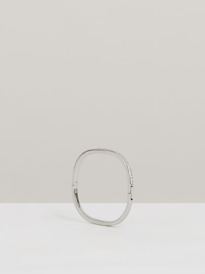 Reiss Hinged Crystal Cuff in Silver