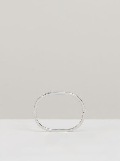 Reiss Hinged Crystal Cuff in Silver
